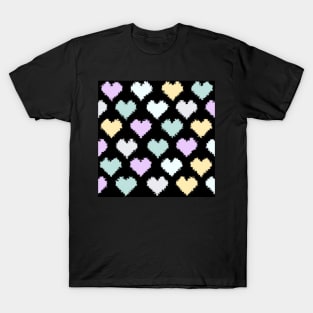 Pencil Stroke Pastel Hearts Pattern T-Shirt